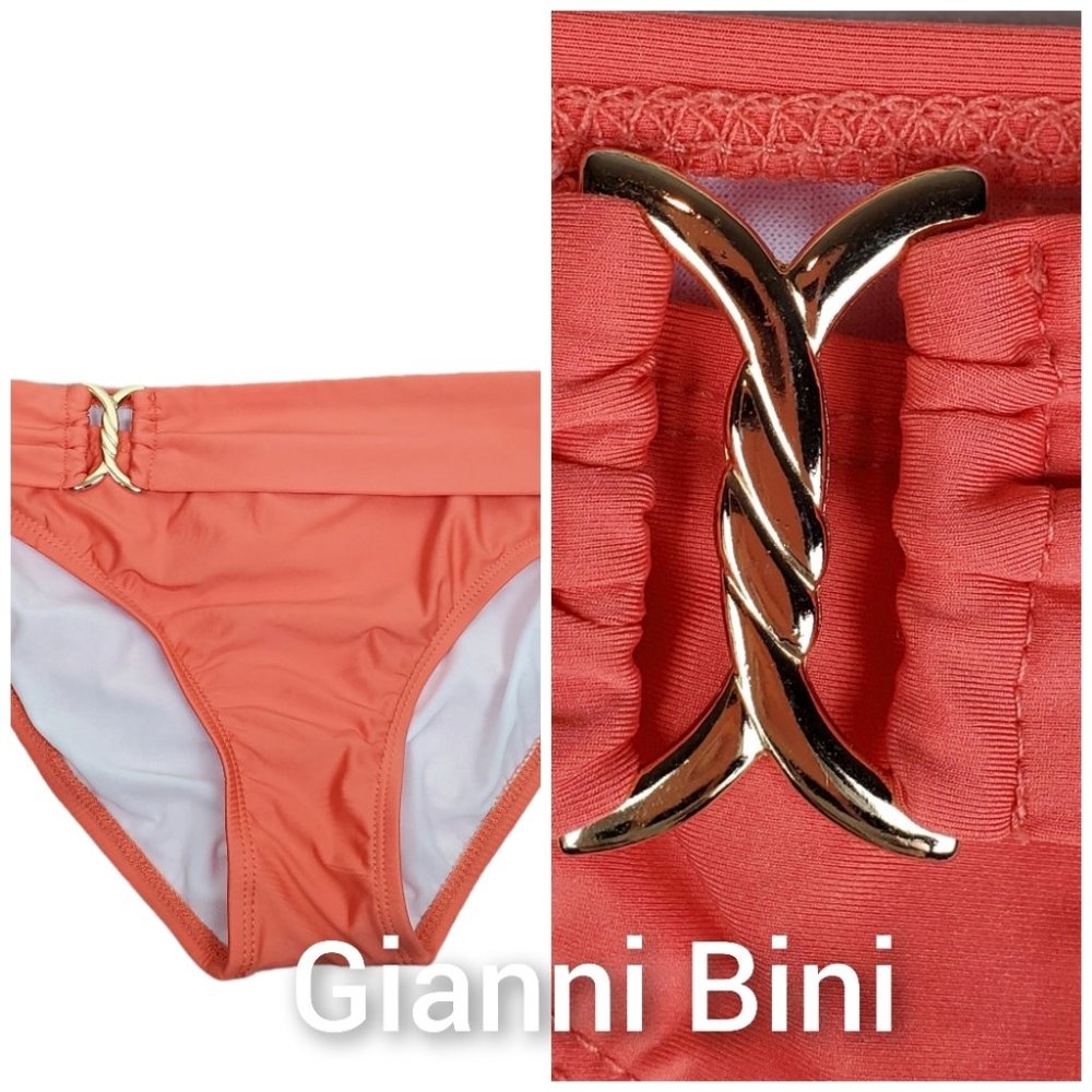 Gianni Bini Coral w/Gold Accent Swim Bottom Medium